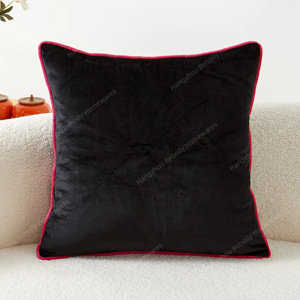 18x18inch Velvet Black Cushion Cover Decorations Embroidery Dragon Throw Pillow Cover