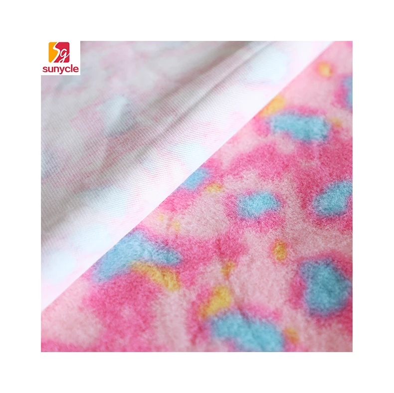 Textile Tie Dyed Single Side Suede Bonded Printed Brushed Material Faux Fur PV Fleece Fabrics