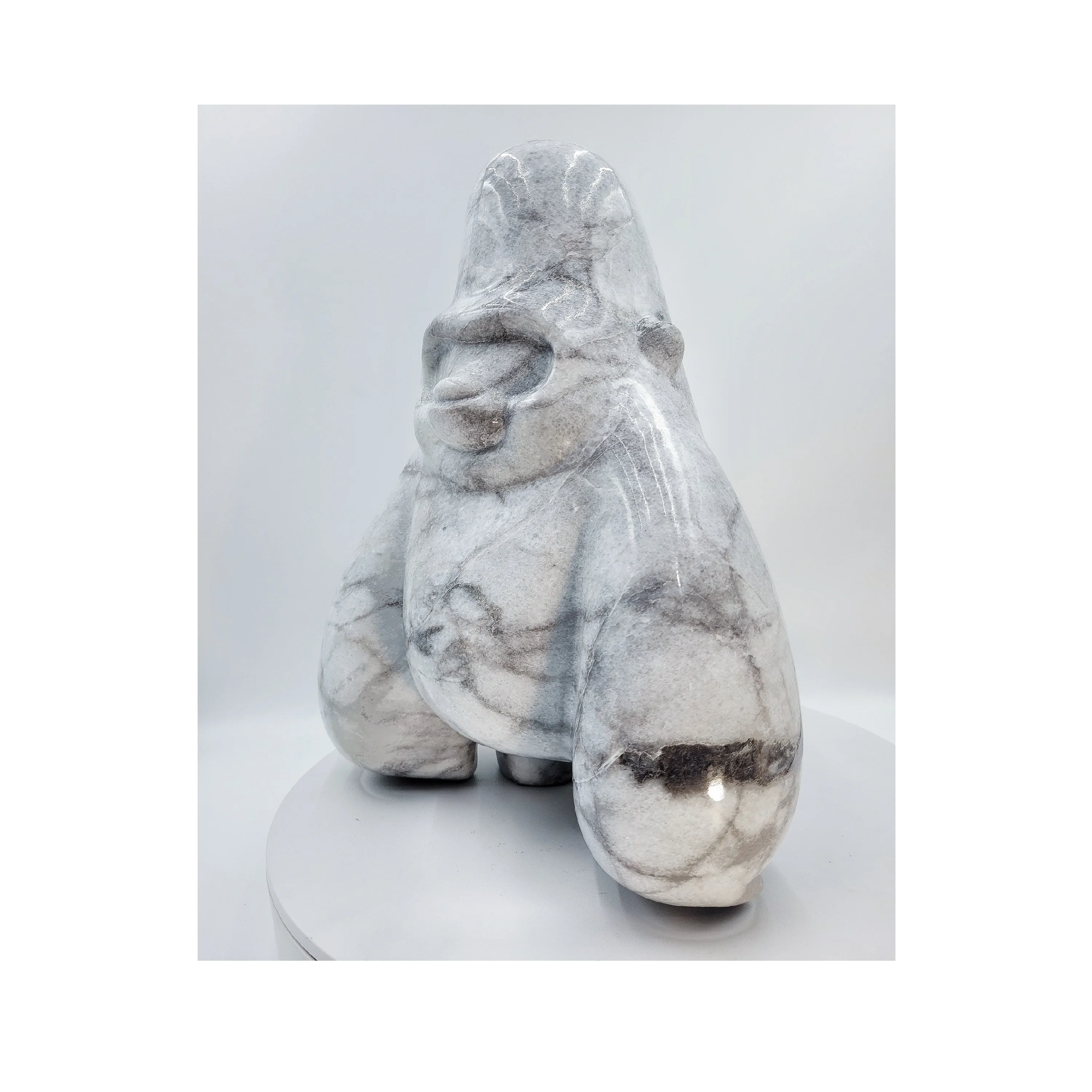 Inside Natural Marble Polished Calacutta Gray House Cabinet Ornaments Hand Made Craft Decorations Stone Gorilla Statue