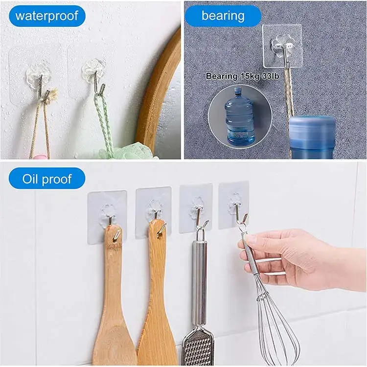 Strong Transparent Suction Cup Sucker Hanger Self Adhesive Hook Wall Hooks for Kitchen Bathroom