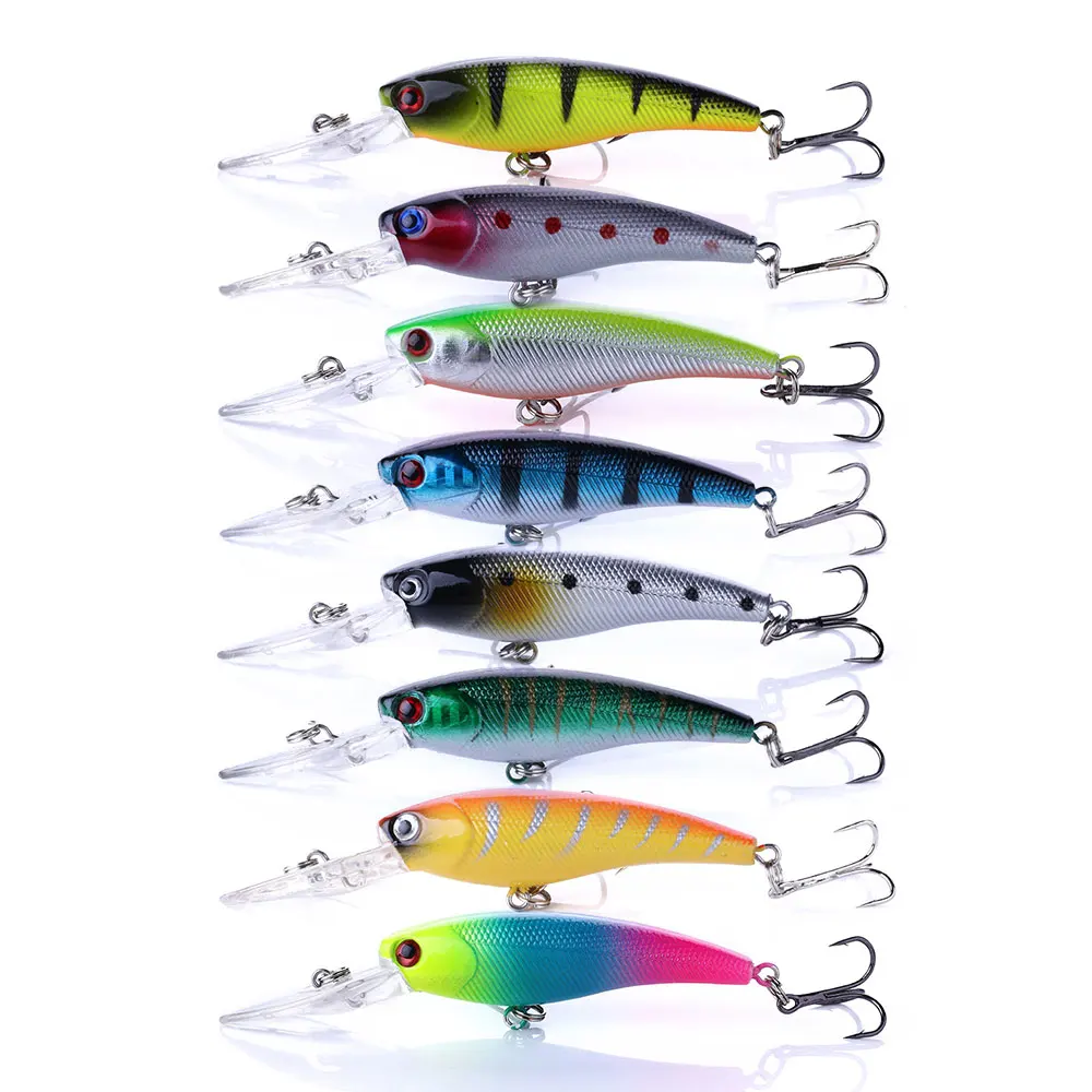 Wholesale 9cm 8.3g Artificial Hard Plastic Bait Sinking Minnow Fishing Lures with Long Tongue Board