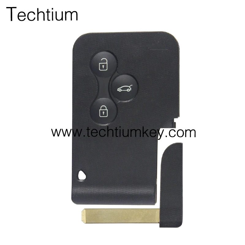 Techtium 3 buttons Megane smart card shell with logo and blade