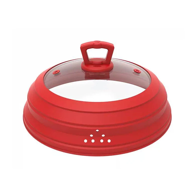 Homesun Multifunctional foldable silicone microware heating anti splatter cover with air holes