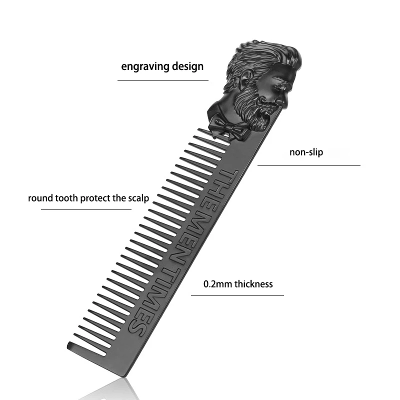 Professional Barber Luxury Gold Retro Style Skull Beard Comb Oil Hair Gentleman Shaping Tools Zinc Alloy Metal Portable Comb