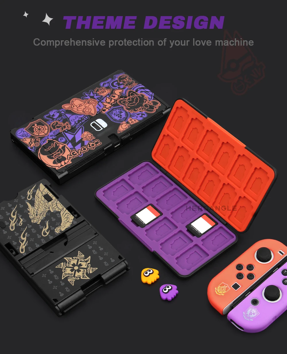 Painted Hard Protective Shell Case Game Card Box Host Bracket Portable Storage Bag For Nintendo Switch/Oled  Console Accessories