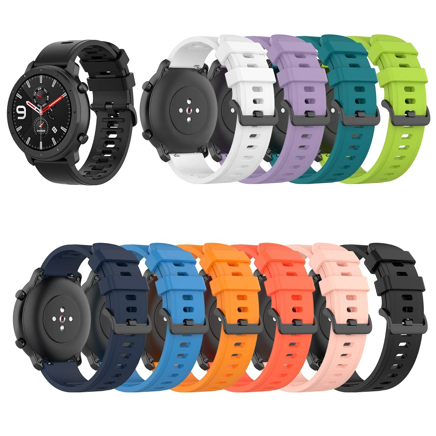 Мягкий силиконовый спортивный сменный ремешок для Huami Amazfit GTR/для Samsung Galaxy watch 4/5 резиновый на запястье