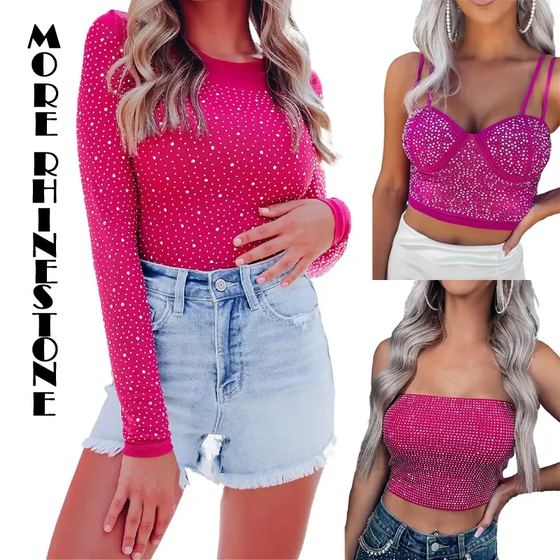 Hot Sale Stylish Sequin Adjustable Straps Sleeveless Club Tops Sexy Blouse Designs