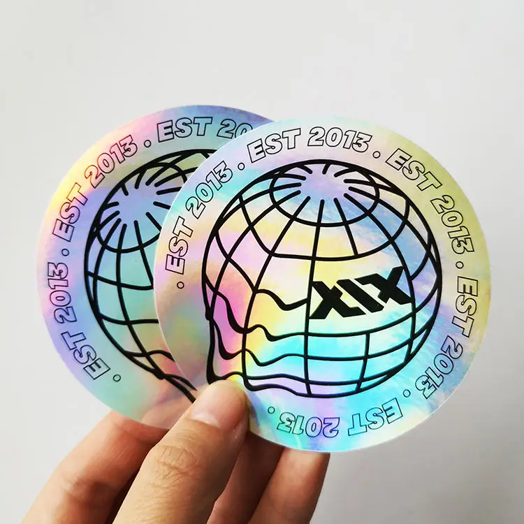 UV Resist Waterproof Rainbow Silver Laser 3 D Hologram Sticker Label Custom Logo Die Cut Glitter Holographic Sticker