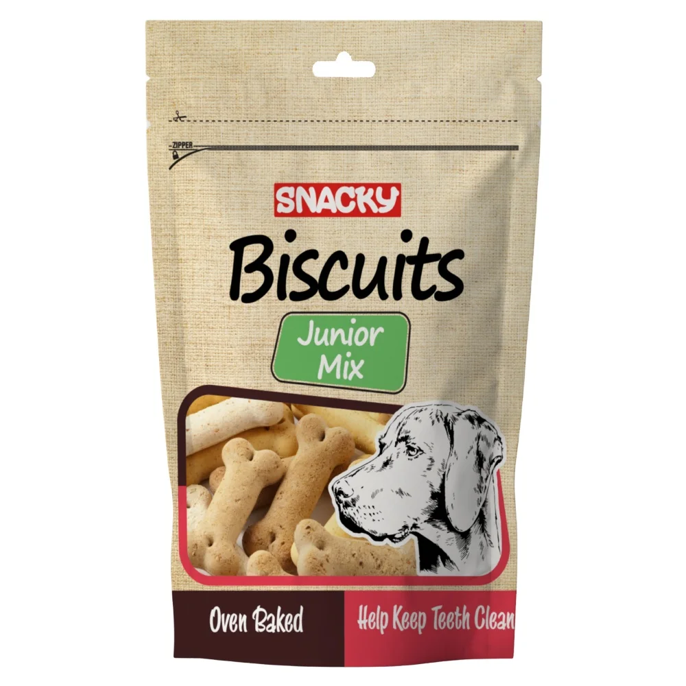 Snacky Animal Junior Mix Dog Treats Teeth Clean Biscuit 200 gr  6 PCS Oven Baked