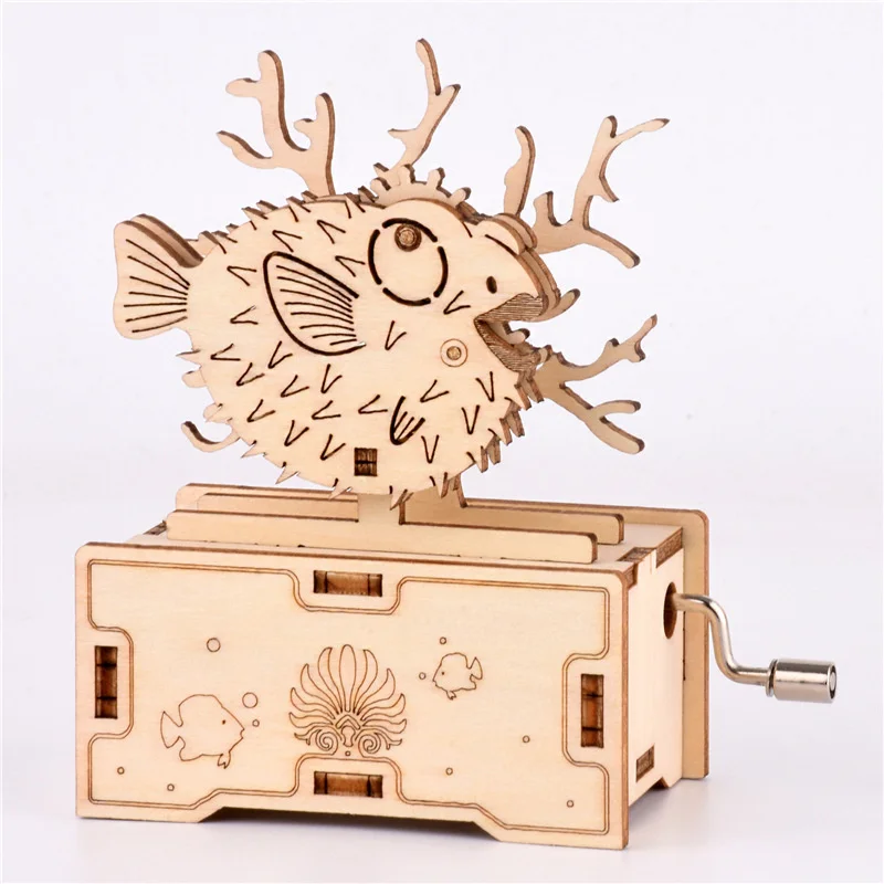 Wholesale Christmas Music Box Octopus Toy Wooden Handmade  Diy Toys For Kids