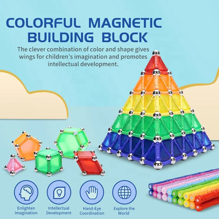 
Deformed 3D 27mm Toy Plastic Magnetic Sticks Building Blocks For Kids 
