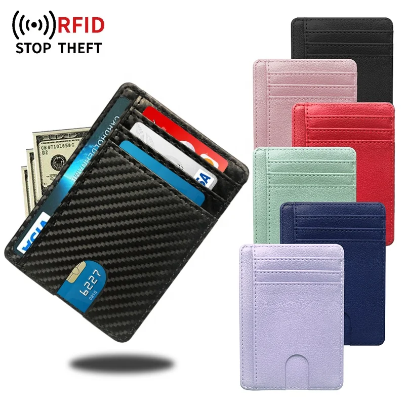 Ultra Thin Wallet RFID Blocking Credit Card Holder/Slim Carbon fiber Business Card Holder for Travel and Work