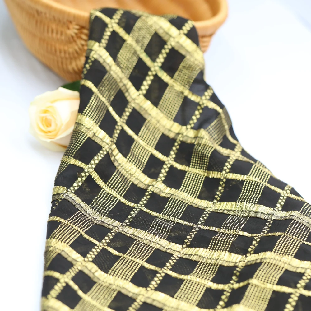 Novelty design Plaid rayon Jacquard fabric metallic silk lurex fabric 2021