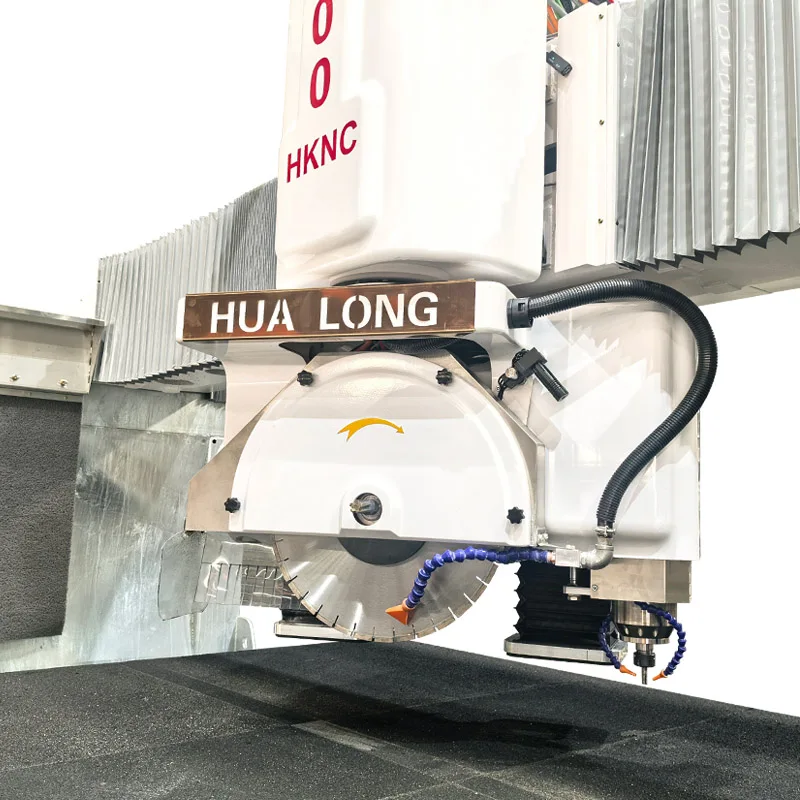 2025 hot Italian software Hualong machinery 5 +1 axis bridge saw granite marble CNC Cutting and Milling Stone Processing Machine