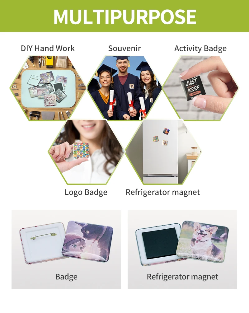 50*50Mm Square Fridge Magnets Badge Making Machine Fridge Magnet Photo Maker With Cutter And 100 Magnets