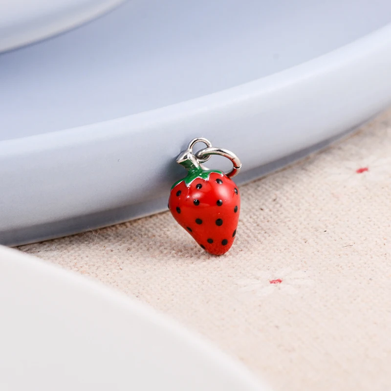 New Arrival Custom Alloy Enamel Colorful Cute Fruit Decorative Accessories Charms For Jewelry Making