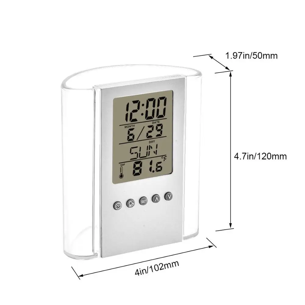 Desktop Perpetual Calendar Temperature LCD Electronic Nurse Pen Holder with Alarm Clock for Home Office