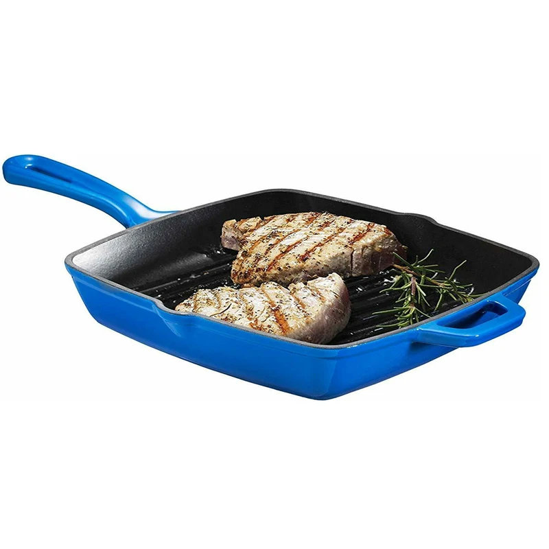 Cast Iron Enamel Square Frying Pan Skillet For Household and Restaurant Stove Baking Dish Pan