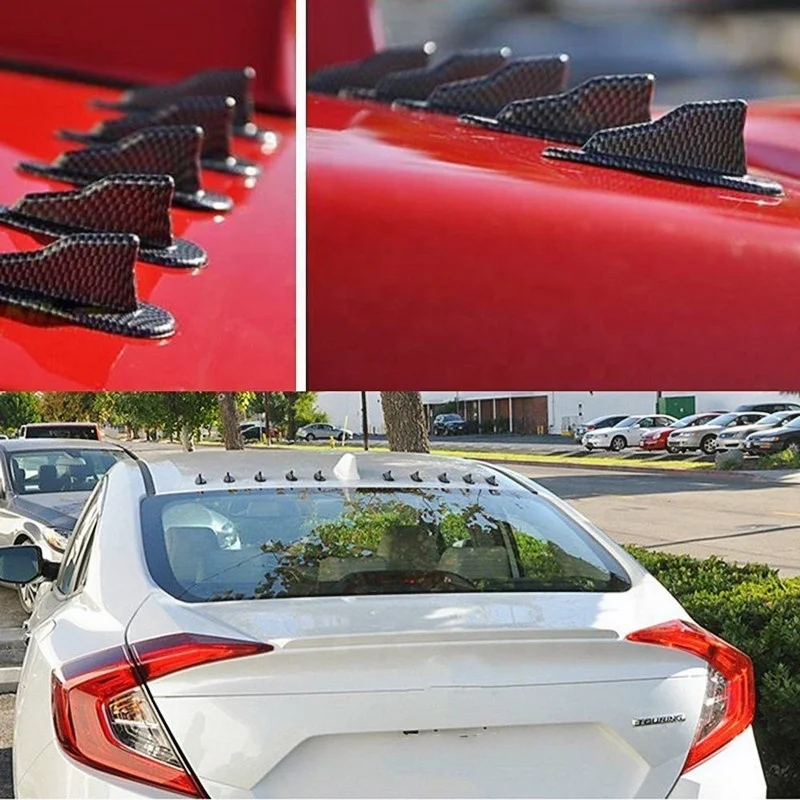 
1 pcs Car Tuning EVO Styling Shark Fin Diffuser Spoiler Wing Windshield Vortex Generator Universal for Roof Windscreen Bumper 