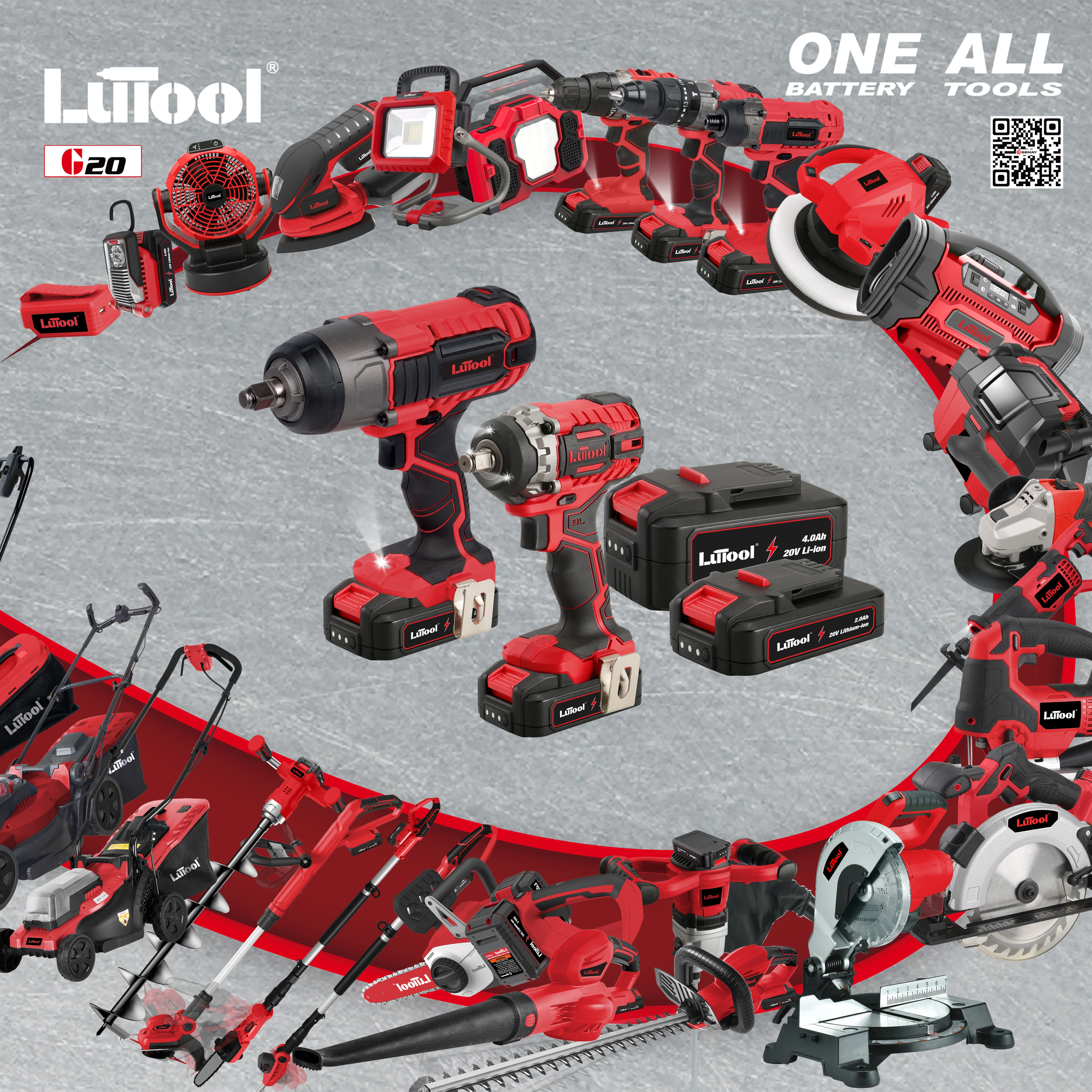 
LUTOOL G20 other power powerful Cordless battery impact electric torque Wrench tool machine combo kit 