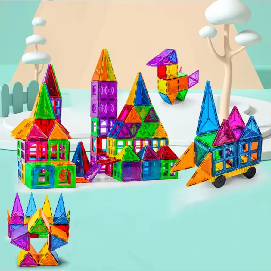 Educational Toys Magnet Building Tiles 3d Transparent Magnetic Building Blocks Set