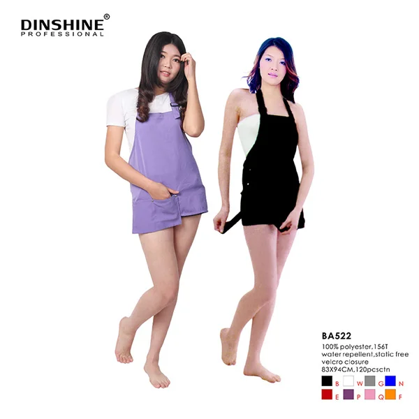 Polyester Waterproof Customized Beauty Hairdresser Apron Work Nail Salon Apron With Tool Pockets