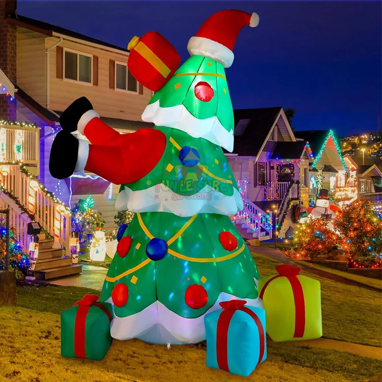 Large lighted outdoor blow up advertising holiday decor for yard 10ft inflatable christmas tree