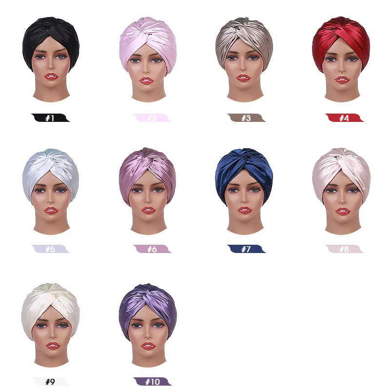 Wholesale Double Layer Hair Bonnet Customized Women Satin Bonnets Turban With Logo