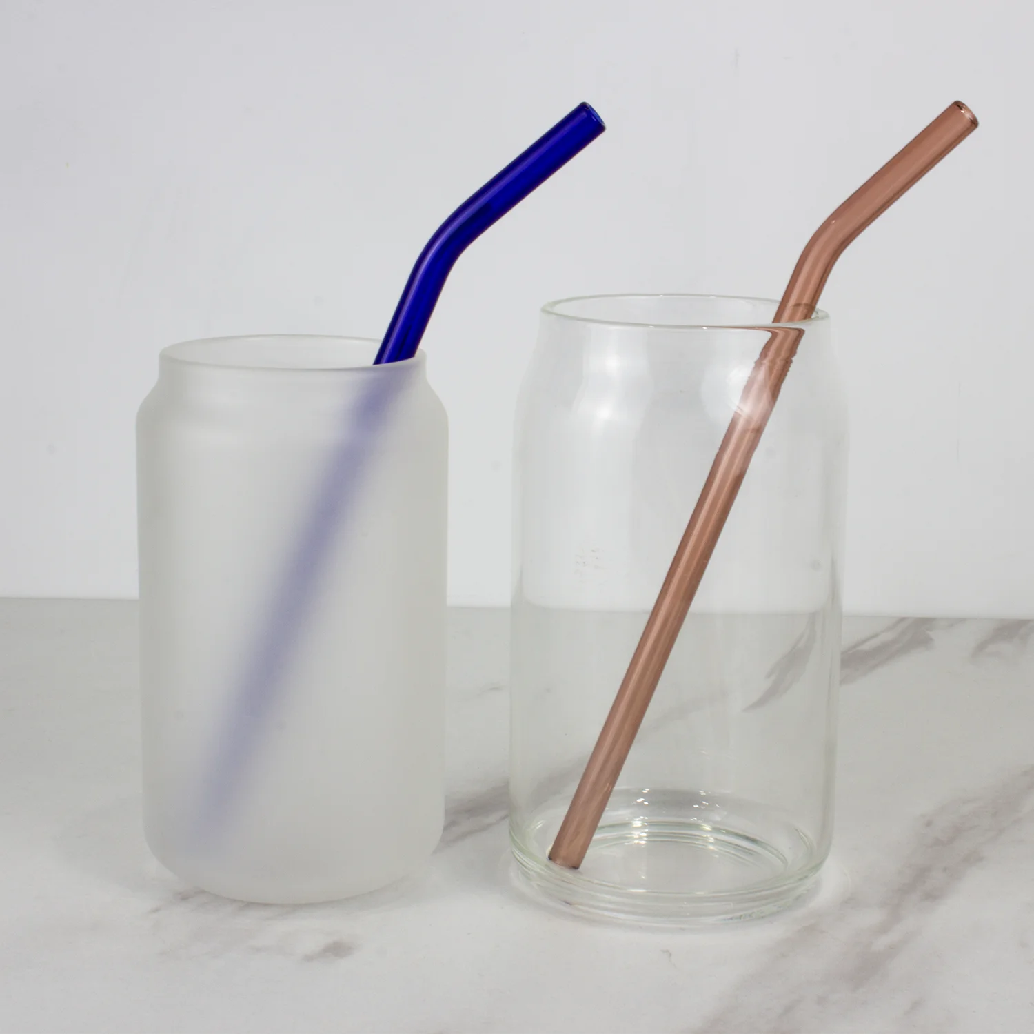 US Warehouse Wholesale Custom Logo Libbey 16oz Bamboo Lid with Straw Beer Can Beer Glasses Soda Cup Can Shape Glass