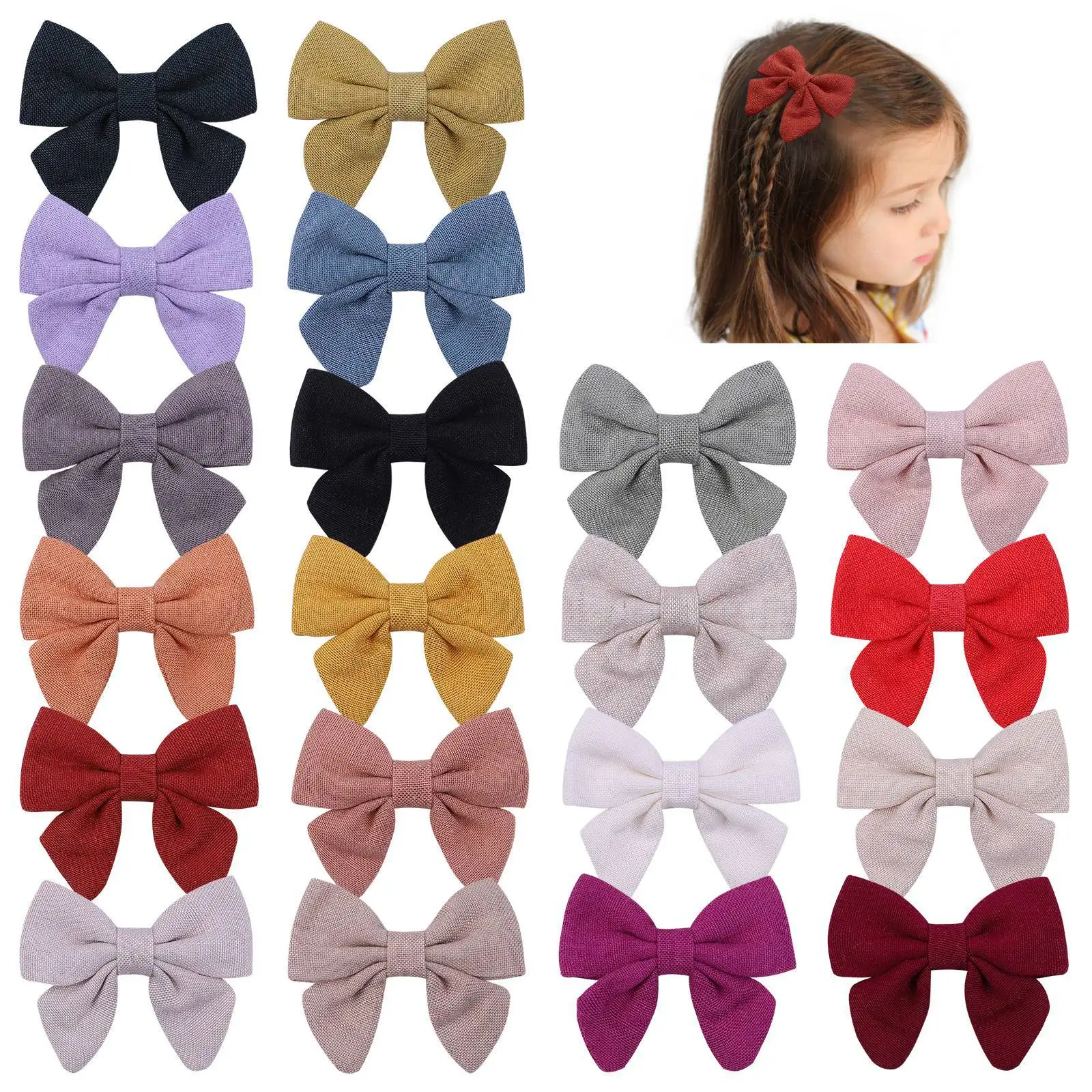 IFOND Baby Hair Clip Cotton Big Bow 20 Color Hairpin Kids Dovetail Bow Hairgrip Barrettes Infant Girls Hair Accessories