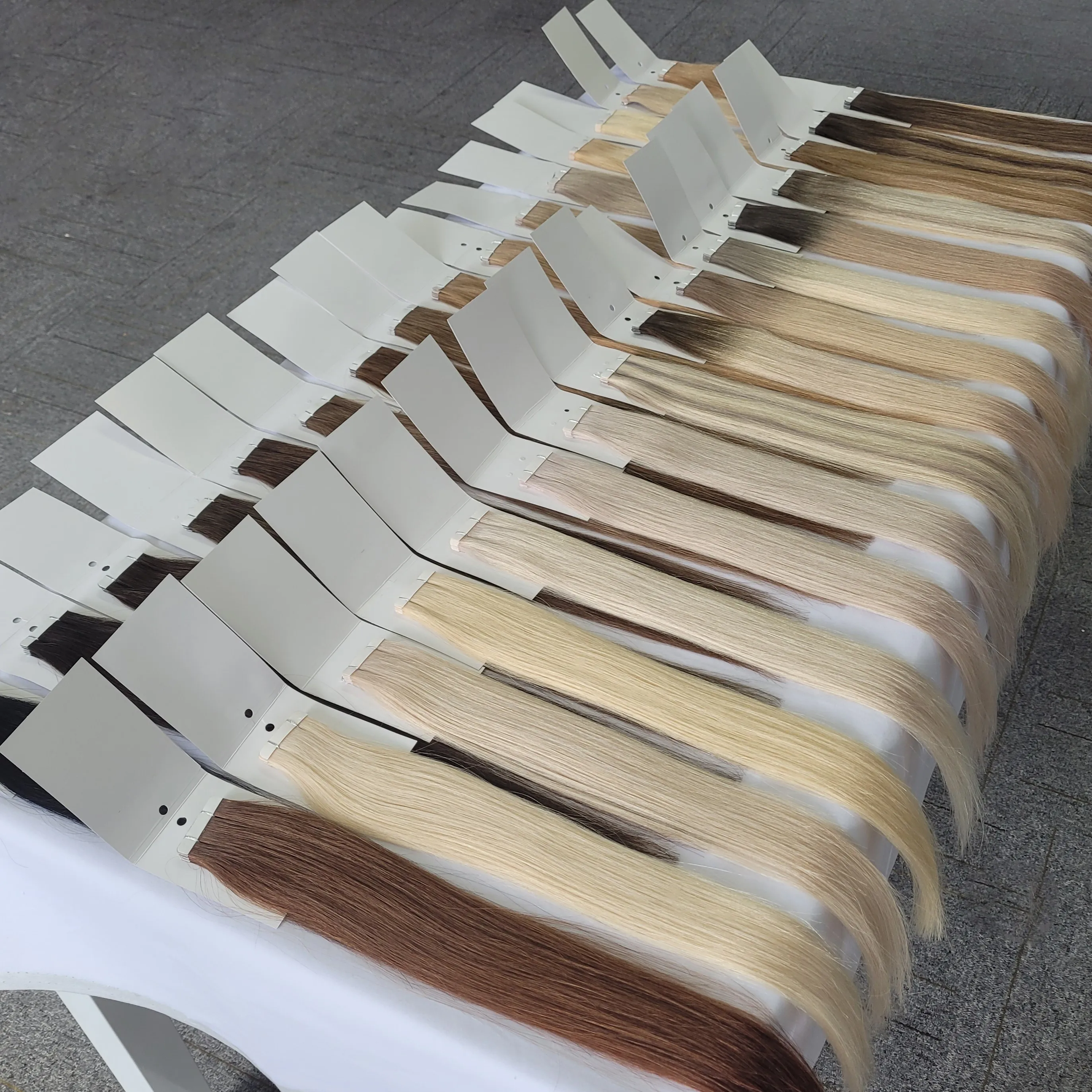 Cuticle Intact High Quality Tape In Hair Extensions Natural Color 100% Human Hair PU Tape Adhesive Tape