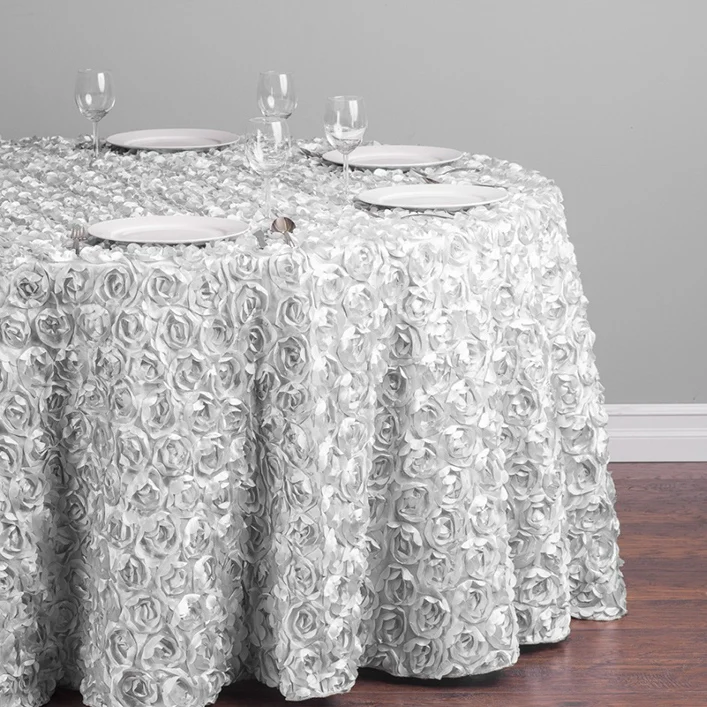 View larger image Add to Compare  Share Event And Party Supplies Fashion Round Rectangle Rossete Satin Damask Silver Tablecloth