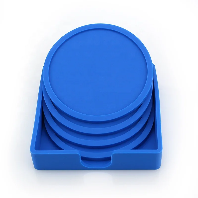 Lovely Customize Silicone Tea Cup Mat Silicone Coaster with Holder Silicone Rubber Drinking Coaster Set