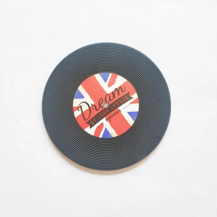 Customizable Blank Soft PVC/Rubber Coaster Vinyl Record Disk Coasters for Drinks - Tabletop Protection Prevents Furniture Damage