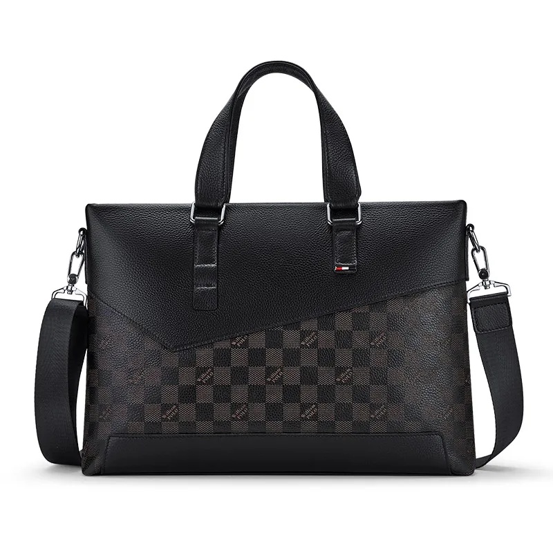 Hot sale genuine leather men briefcase fashion retro black men business handbag laptop bag supplier OEM
