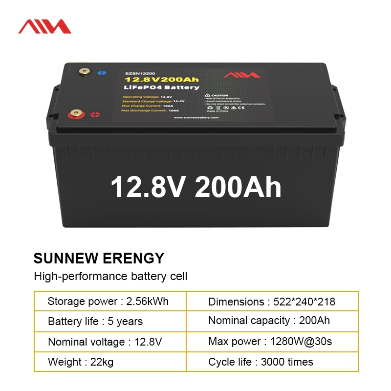 Литиевая солнечная батарея 12 В Lifepo4 100Ah 200A литий-ионная ячейка для PV/домашней системы хранения энергии