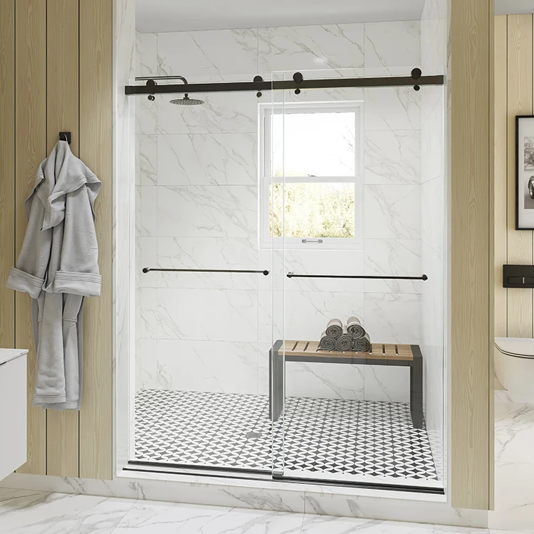 DDP service new design frameless bathroom glass double sliding shower door