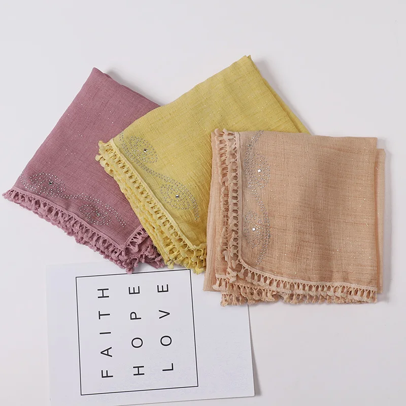 Женский хиджаб Baotou с кисточками, монохромный мусульманский шарф из Малайзии, Индонезии, 2022