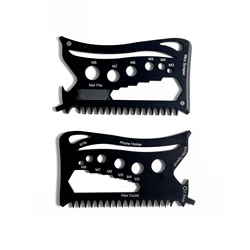Steel Surfboard Wax Comb Scraper with Bottle Opener & Hex Fin Key Surf Tool