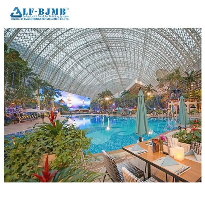 Economical long span roof swim pool steel truss design