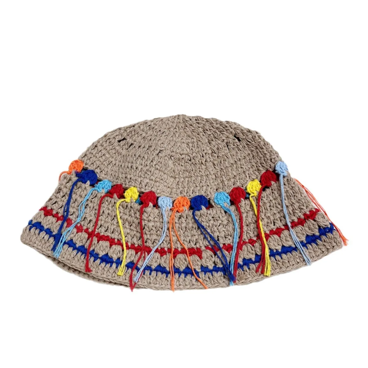 Ethnic Style Handmade Casual Caps Crochet Fisherman Cap Knitted Crochet Bucket Hat