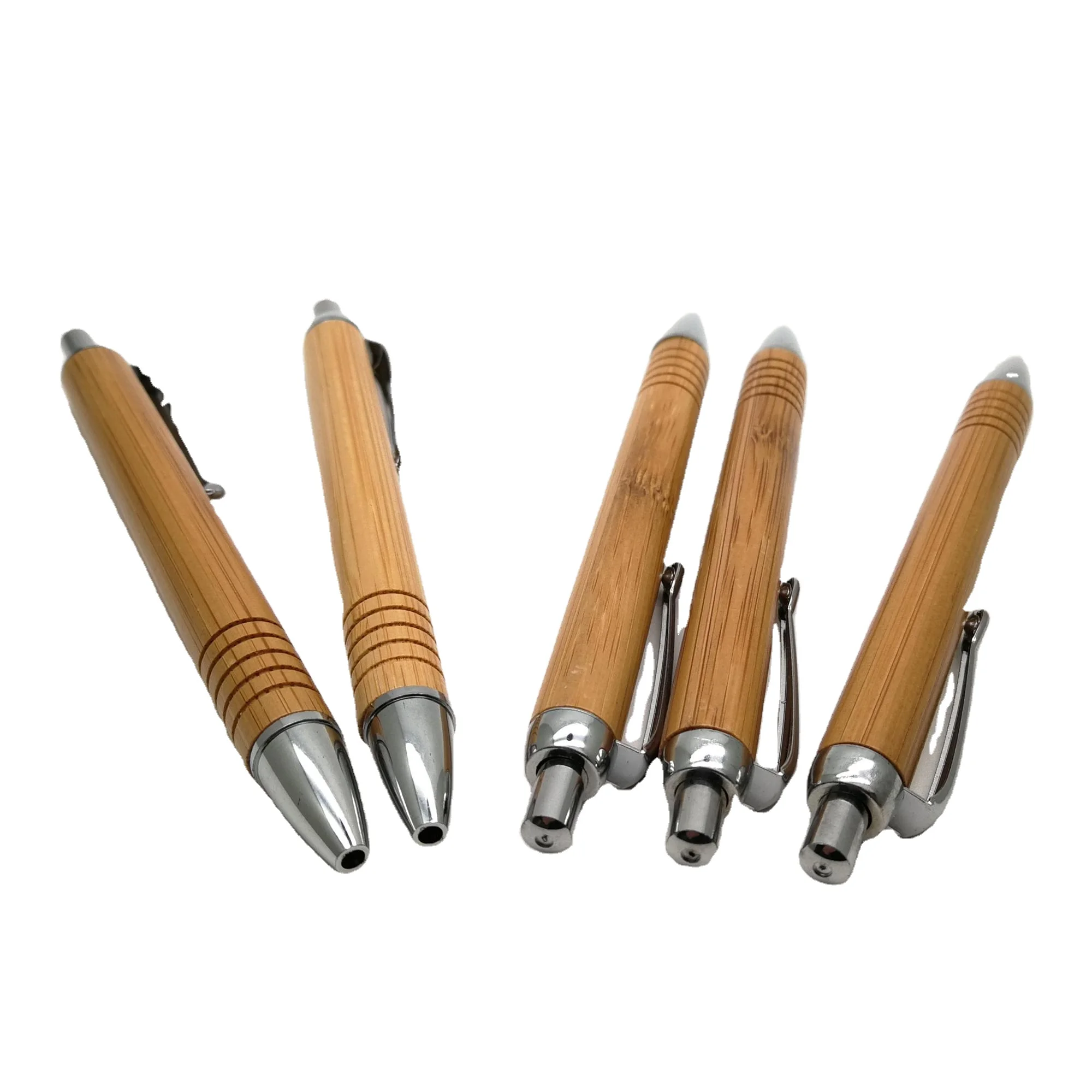 Eco friendly High Quality Cute Wholesale Promotional Bamboo ballpen with metal clip logo customized stationery