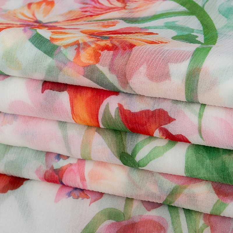 sheer graceful wrinkle fabric 8mm silk crepe Ggt print fabric natural mulberry silk digital print Ggt fabric with OEKO-TEX 100