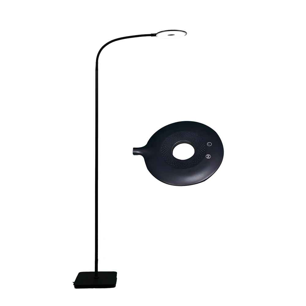 12W LED Floor Lamp Touch Control Round Circle Lamp Head Metal Lamp Base