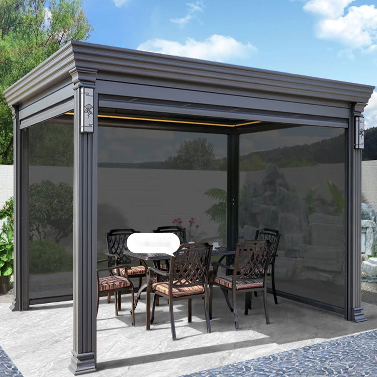 Outdoor Electric Opening Pergola Roof Intelligent Louvered Pavilion Luxury Outdoor Patio Pergola