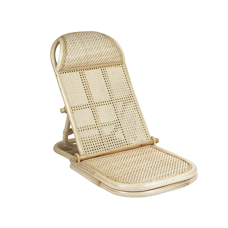 Outdoor Furniture Garden Portable High Quality Natural Handwoven Recliner Backpack Folding Wicker Rattan Beach Recliner Chairs