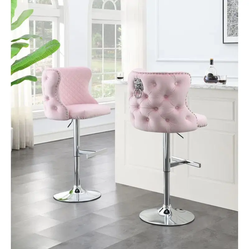 French Style Bar Stools Counter Height Coffee Home Restaurant Velvet Swivel High Stool Bar Chairs