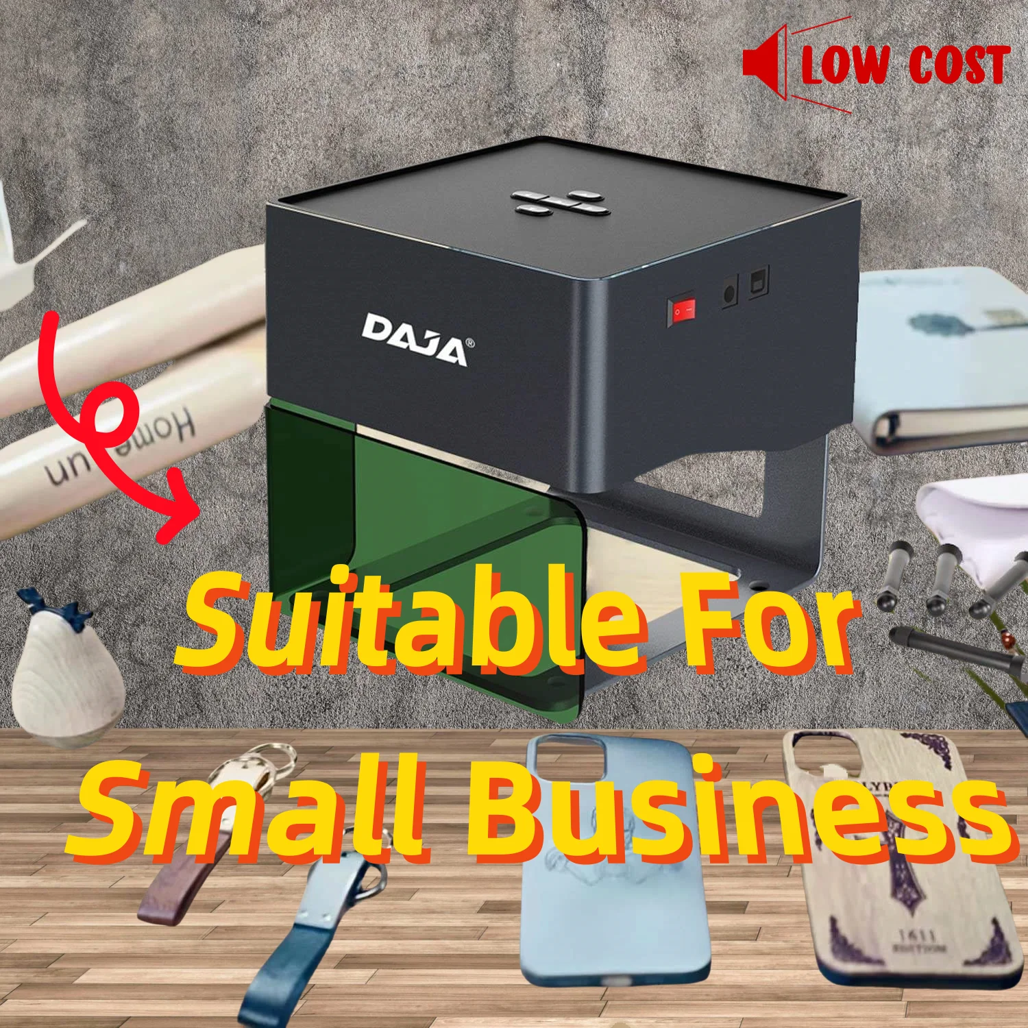 DAJA DJ6 Mini Portable Blue-Tooth Connection Epilog Fusion on Wood Laser Cutting and Engraving Machine