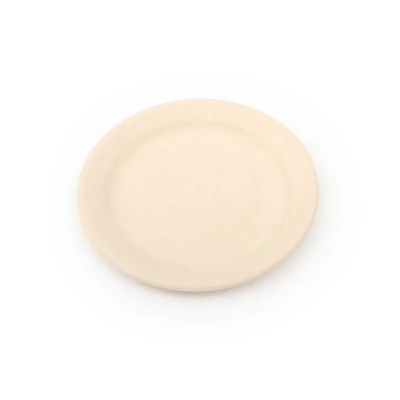 Disposable Tray Eco Friendly Microwavable Dish for Restaurant Biodegradable Bamboo Sugarcane Pulp Round Food Plates