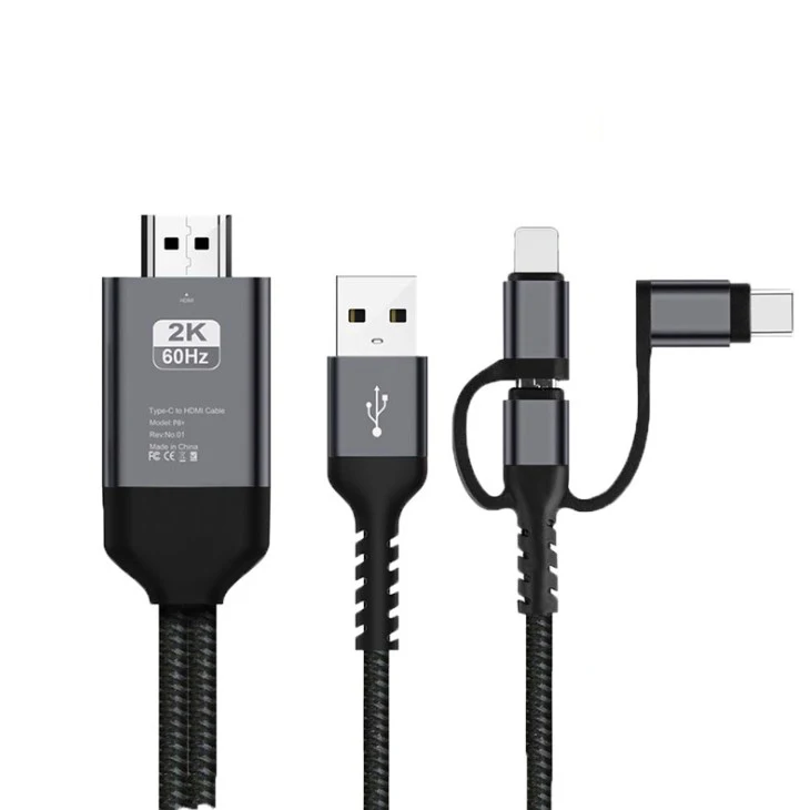 3 в 1 кабель с разъемом Micro USB Type-C для перехода от разъема Lightning к конвертеру HDMI IPhone X 6 7 8 IPad Samsung S8 S9 IOS Android телефон телевизору